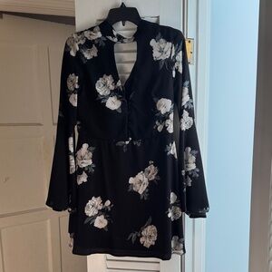 Floral Black and White Women's Dress